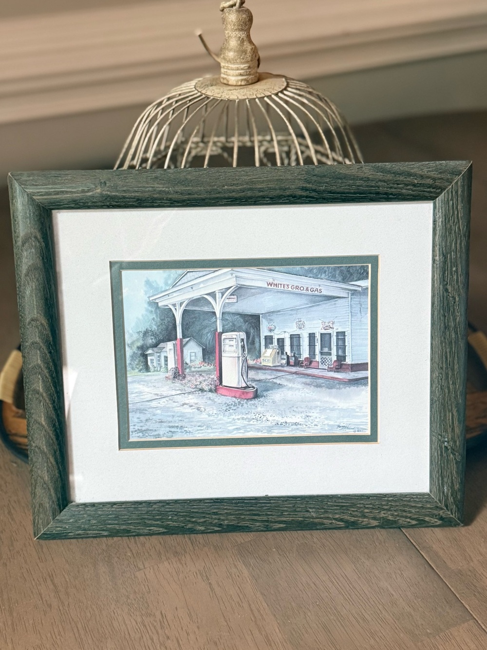 Vintage 1987 Barry Horowitz Pencil-Signed “White’s Gro & Gas” Framed Lithograph
